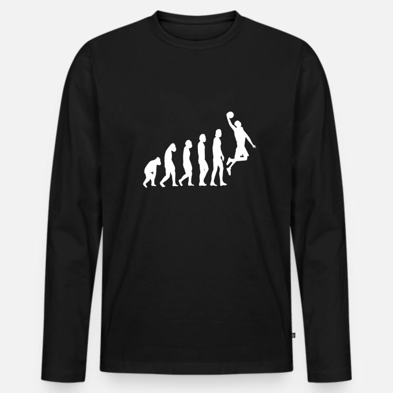 Basketball Evolution Dunking Retro - Männer Premium Bio Langarmshirt - Schwarz