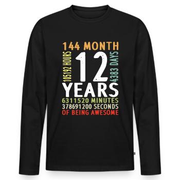 12th birthday boy girl man woman 12 years - Men's Premium Organic Long Sleeve Shirt - black - Front - Nico (187cm)