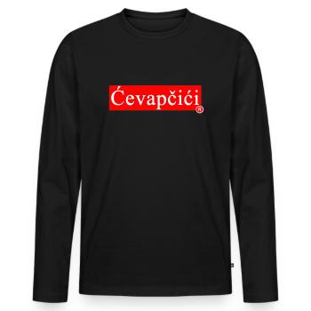 Cevapcici - Grill Balkan & Spécialité - Cevape - T-shirt manches longues Premium bio Homme - noir - Devant - Nico (187cm)