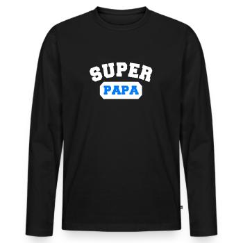 Superpapa Bester Dad Vater Super Papa Shirt - Männer Premium Bio Langarmshirt - Schwarz - Vorne - Nico (187cm)