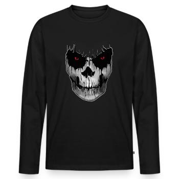 Skull Red Eyes - Skull Horror Skull Biker - T-shirt manches longues Premium bio Homme - noir - Devant - Nico (187cm)