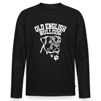 Old English Bulldog - Bulldogge Silhouette OBE - Men's Premium Organic Long Sleeve Shirt - black - Front - Nico (187cm)