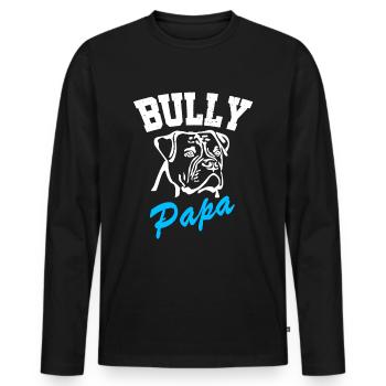 BULLY Papa - Old English Bulldog - Hunde Herrchen - Männer Premium Bio Langarmshirt - Schwarz - Vorne - Nico (187cm)