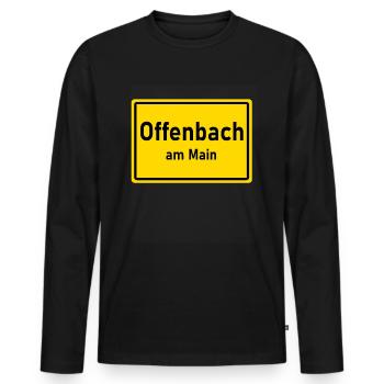 Offenbach am Main - Offenbacher sind überall - Männer Premium Bio Langarmshirt - Schwarz - Vorne - Nico (187cm)