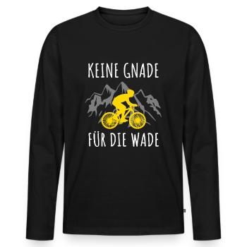 KEINE GNADE FÜR DIE WADE - Fahrrad Tour MTB Berge - Männer Premium Bio Langarmshirt - Schwarz - Vorne - Nico (187cm)