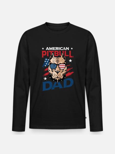 American Pitbull Dad July 4 - Men's Premium Organic Long Sleeve Shirt - black