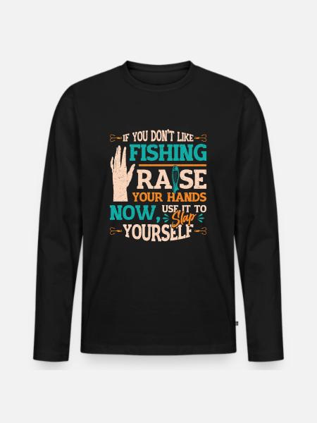 Sjovt fiskeri siger Fischer - Premium økologisk langærmet T-shirt til mænd - sort