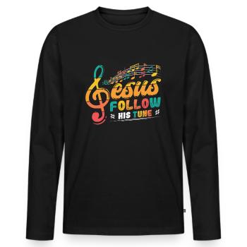 Jesus, clef, music, religious. - Men's Premium Organic Long Sleeve Shirt - black - Front - Nico (187cm)
