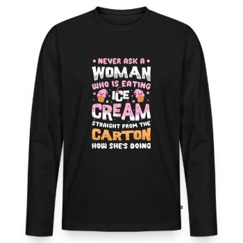 Sad Women Heartbreak Lovesickness Ice Cream - Men's Premium Organic Long Sleeve Shirt - black - Front - Nico (187cm)
