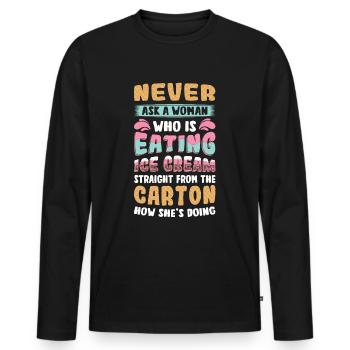 Sad Women Heartbreak Lovesickness Ice Cream - Men's Premium Organic Long Sleeve Shirt - black - Front - Nico (187cm)