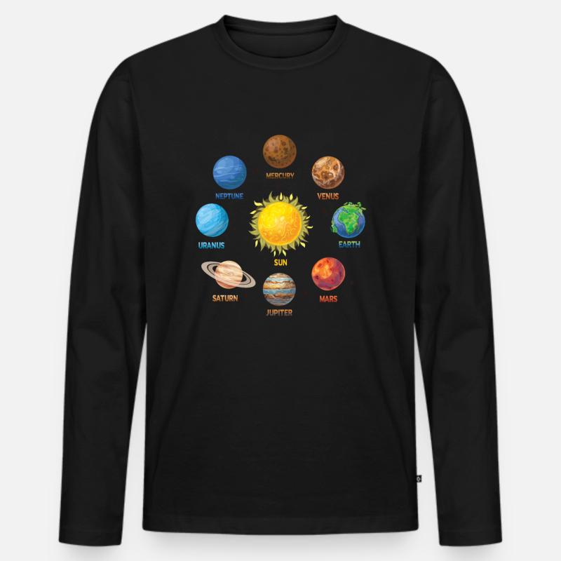 Planeten Sonnensystem - Männer Premium Bio Langarmshirt - Schwarz