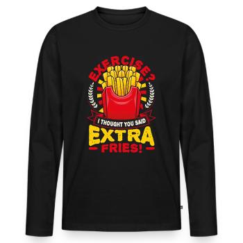 Extra French fries - Men's Premium Organic Long Sleeve Shirt - black - Front - Nico (187cm)