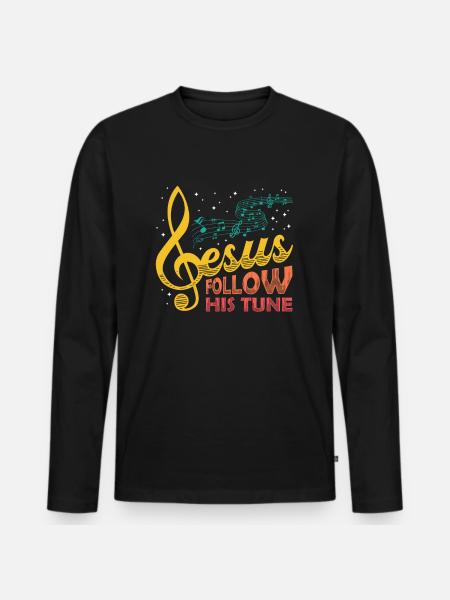 Jesus, clef, music, religious. - Men's Premium Organic Long Sleeve Shirt - black