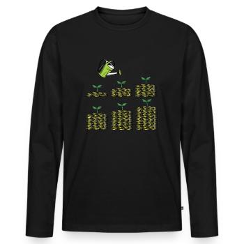 Flux de trésorerie Investisseurs Marché boursier Actionnaire Plantation - T-shirt manches longues Premium bio Homme - noir - Devant - Nico (187cm)