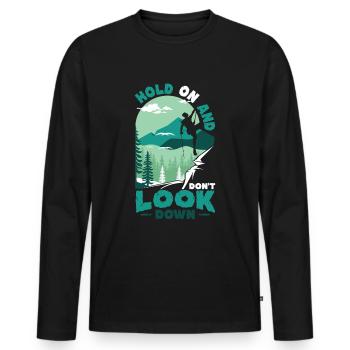 Ne regardez pas vers le bas le bloc, l’escalade. - T-shirt manches longues Premium bio Homme - noir - Devant - Nico (187cm)