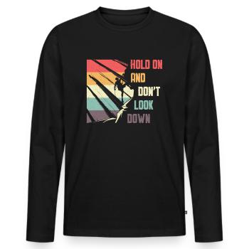 Ne regardez pas vers le bas le bloc, l’escalade. - T-shirt manches longues Premium bio Homme - noir - Devant - Nico (187cm)