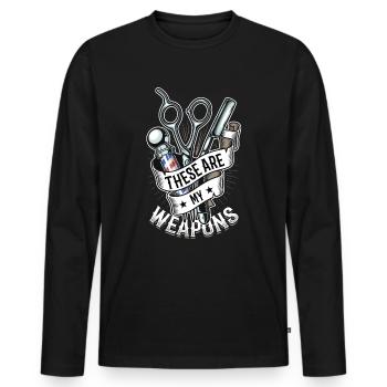 Ce sont mes armes dans le salon de coiffure - T-shirt manches longues Premium bio Homme - noir - Devant - Nico (187cm)