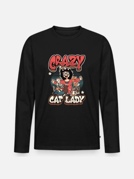 Crazy cat lady - Men's Premium Organic Long Sleeve Shirt - black