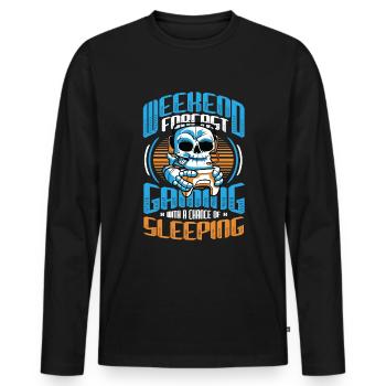 Jeu de prédiction de week-end avec une chance. - T-shirt manches longues Premium bio Homme - noir - Devant - Nico (187cm)