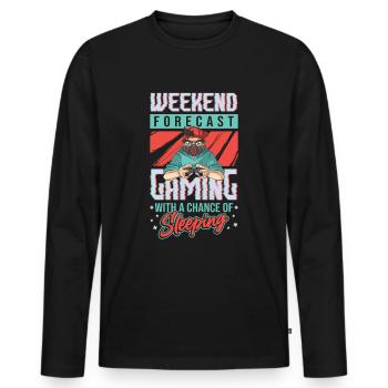 Jeu de prédiction de week-end avec une chance. - T-shirt manches longues Premium bio Homme - noir - Devant - Nico (187cm)