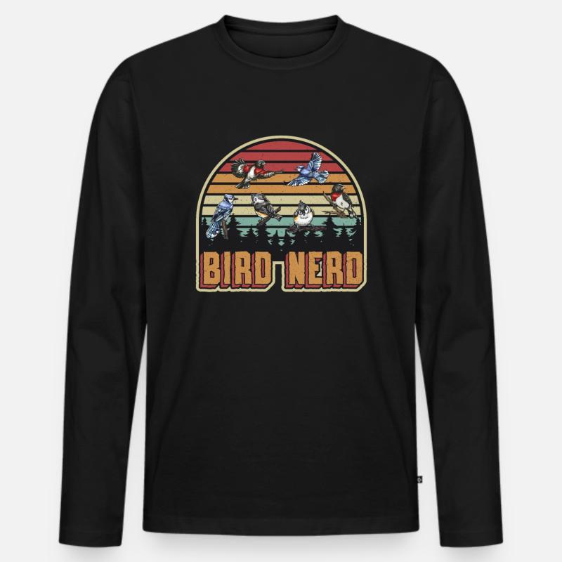 Vogelbeobachtung Nerd - Männer Premium Bio Langarmshirt - Schwarz