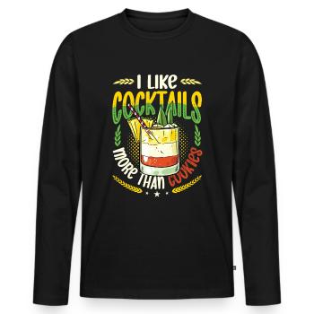 Like Cocktails More Than Cookies Christmas In July - Men's Premium Organic Long Sleeve Shirt - black - Front - Nico (187cm)