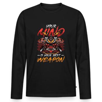 Your mind is your best weapon. - Men's Premium Organic Long Sleeve Shirt - black - Front - Nico (187cm)