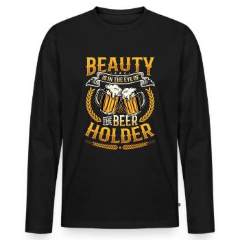 Funny beer drinker - Men's Premium Organic Long Sleeve Shirt - black - Front - Nico (187cm)