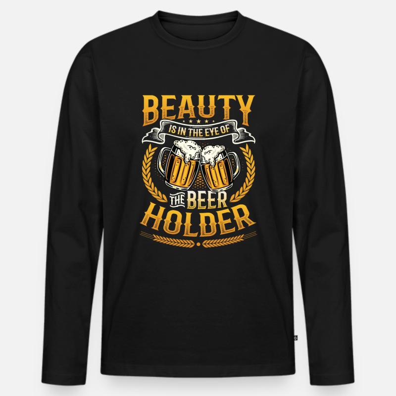 Lustiger Biertrinker - Männer Premium Bio Langarmshirt - Schwarz