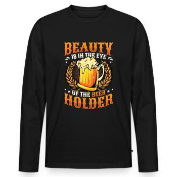 Funny beer drinker - Men's Premium Organic Long Sleeve Shirt - black - Front - Nico (187cm)