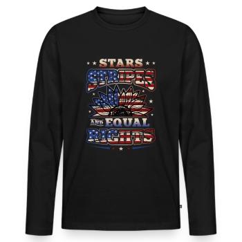 Stars Stripes et égalité - T-shirt manches longues Premium bio Homme - noir - Devant - Nico (187cm)