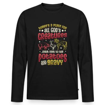 Créatures de Dieu - T-shirt manches longues Premium bio Homme - noir - Devant - Nico (187cm)