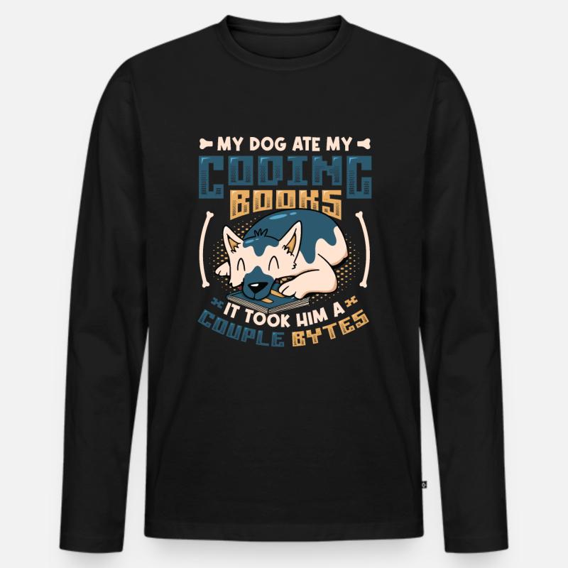 Hund Bytes Code Computer Scherz Programmierung Männer Premium Bio Langarmshirt