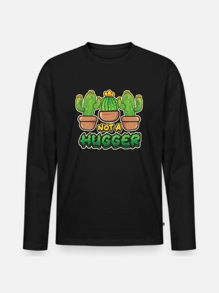 No hugging cactus - Men's Premium Organic Long Sleeve Shirt - black