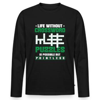 Mots croisés Amateurs de mots croisés - T-shirt manches longues Premium bio Homme - noir - Devant - Nico (187cm)