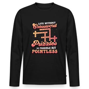 Mots croisés Amateurs de mots croisés - T-shirt manches longues Premium bio Homme - noir - Devant - Nico (187cm)