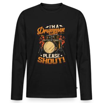 Ich Bin Ein Schlagzeuger Bitte Schreien - Männer Premium Bio Langarmshirt - Schwarz - Vorne - Nico (187cm)