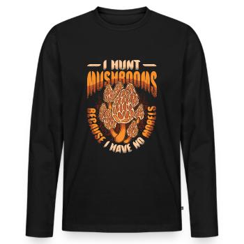 Ich Jage Pilze, Weil Ich Keine Morcheln Habe - - Männer Premium Bio Langarmshirt - Schwarz - Vorne - Nico (187cm)