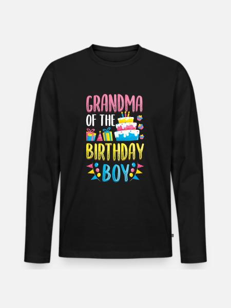 Grand-mère de l’enfant d’anniversaire - T-shirt manches longues Premium bio Homme - noir