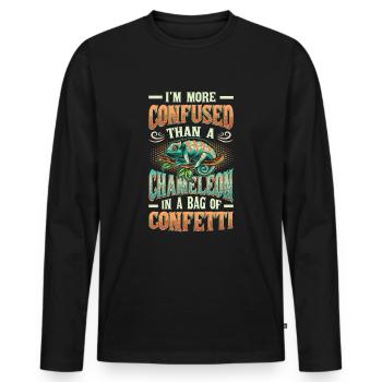 More confused than a chameleon - Men's Premium Organic Long Sleeve Shirt - black - Front - Nico (187cm)