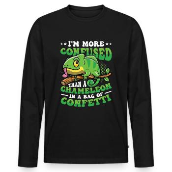 More confused than a chameleon. - Men's Premium Organic Long Sleeve Shirt - black - Front - Nico (187cm)