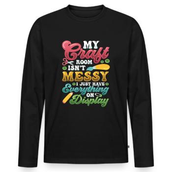 Messy craft room Everything on the display - Men's Premium Organic Long Sleeve Shirt - black - Front - Nico (187cm)