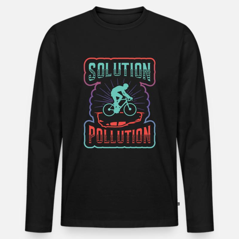 Polution Solution Environmental Protection Cycling. - Men's Premium Organic Long Sleeve Shirt - black