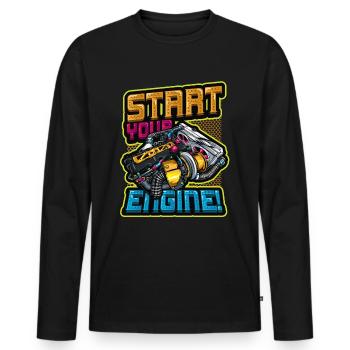 Starten Sie Ihren Motor Automechaniker - Männer Premium Bio Langarmshirt - Schwarz - Vorne - Nico (187cm)