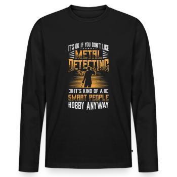 Metalldetektor, Hobby, Metalldetektion. - Männer Premium Bio Langarmshirt - Schwarz - Vorne - Nico (187cm)