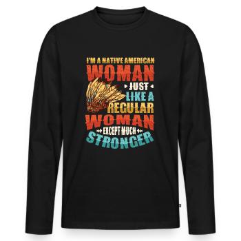 Native American. - Men's Premium Organic Long Sleeve Shirt - black - Front - Nico (187cm)