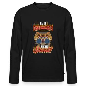 Je suis batteur, s’il vous plaît crier. - T-shirt manches longues Premium bio Homme - noir - Devant - Nico (187cm)