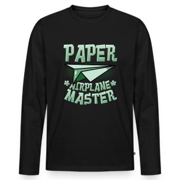 Papierflieger Master. - Männer Premium Bio Langarmshirt - Schwarz - Vorne - Nico (187cm)