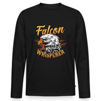 Falcon Whisperer-buzzard. - Men's Premium Organic Long Sleeve Shirt - black - Front - Nico (187cm)