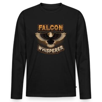Falcon Whisperer-buzzard. - Men's Premium Organic Long Sleeve Shirt - black - Front - Nico (187cm)